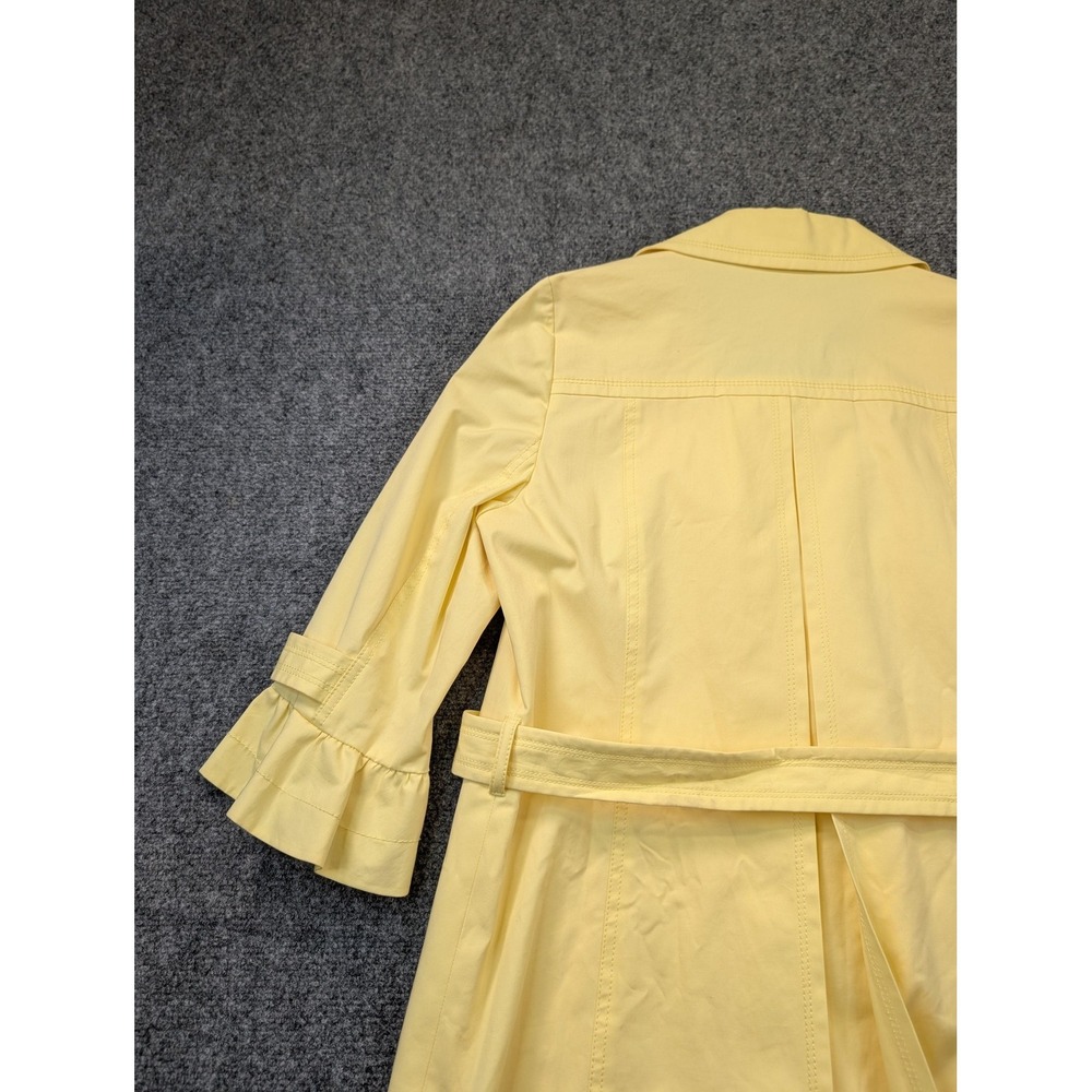 MICHAEL Michael Kors Coat Womens M Yellow Trench Belted 3/4 Sleeve Button Front - Picture 7 of 8